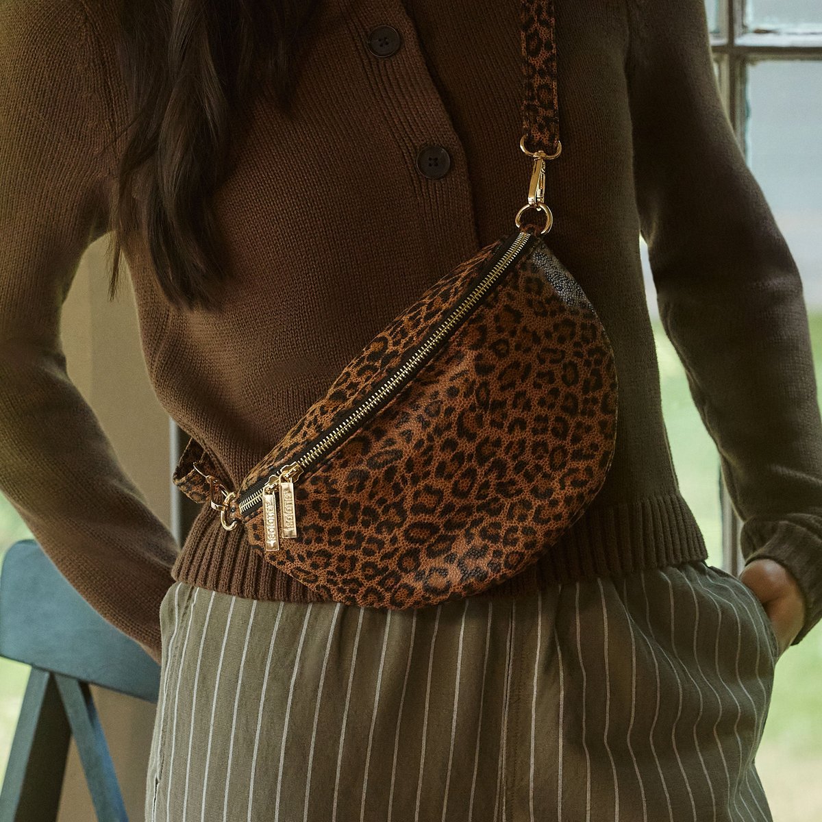 Sac banane noir bandoulière, tendance mode passe partout – ceinture réglable, détachable, pratique brun léopard, ISOTONER