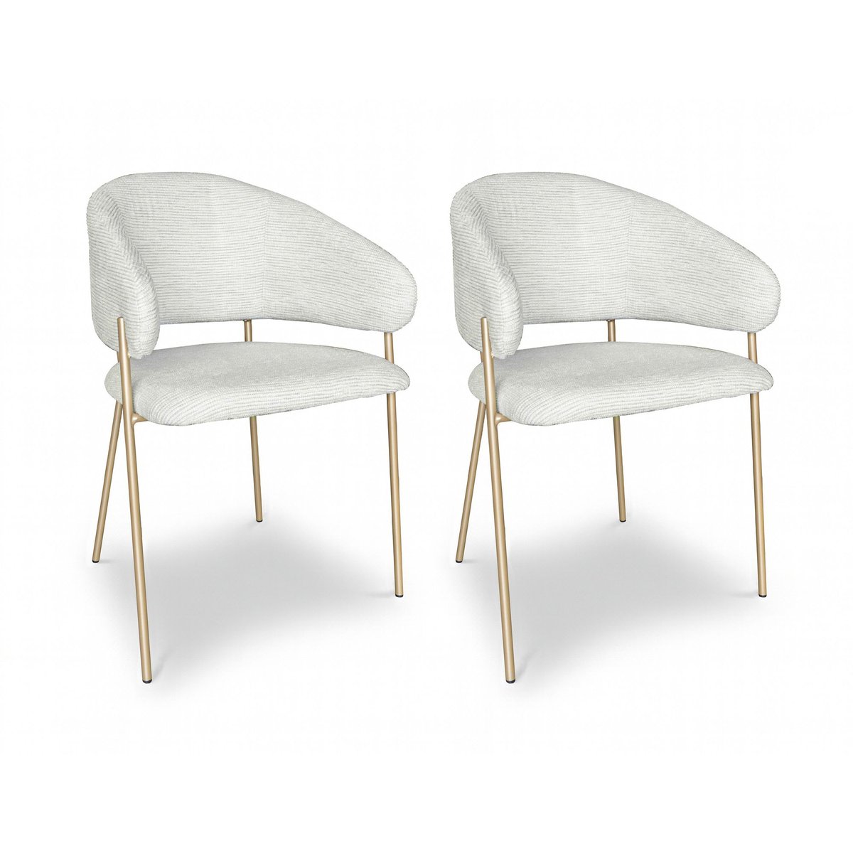 Lot de 2 fauteuils de table en tissu et pieds en métal, EROS ecru, NOW'S HOME