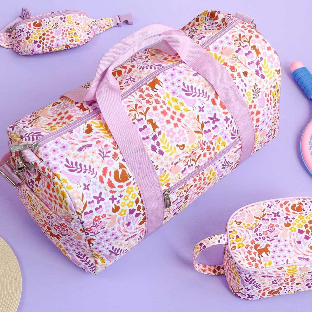 Sac de voyage violet, blanc, jaune, A LITTLE LOVELY COMPANY