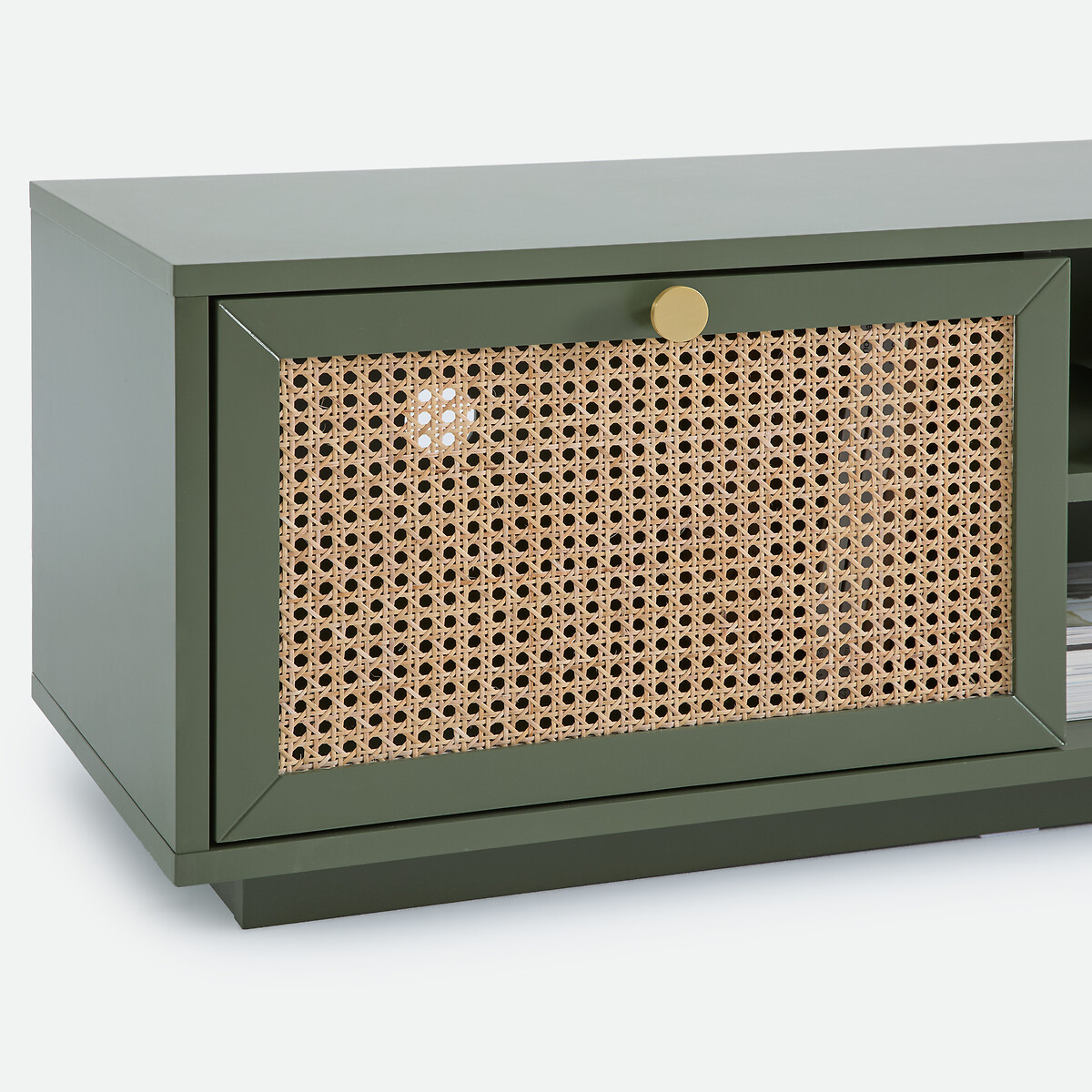 Meuble TV hifi 2 portes 2 niches, PAOLA kaki, LA REDOUTE INTERIEURS