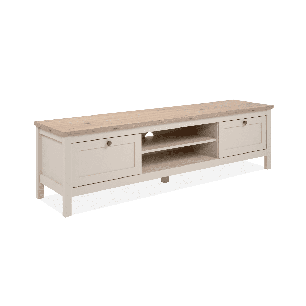 Meuble TV 2 tiroirs et 2 niches - LUND beige, CALICOSY