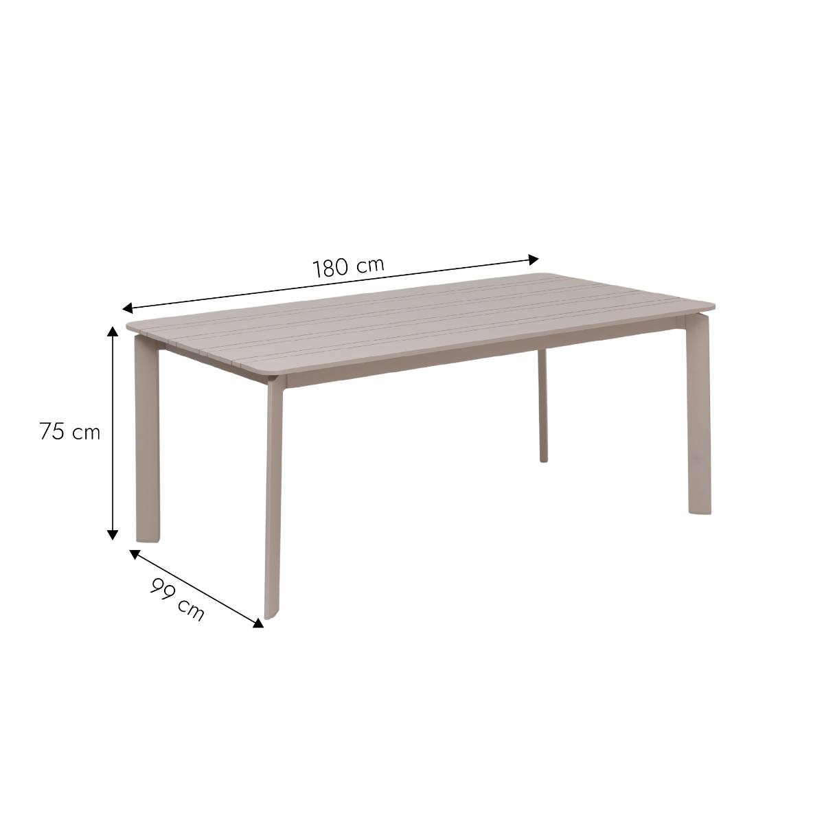 Table de jardin en aluminium KAÏA marron, MADE IN MEUBLES