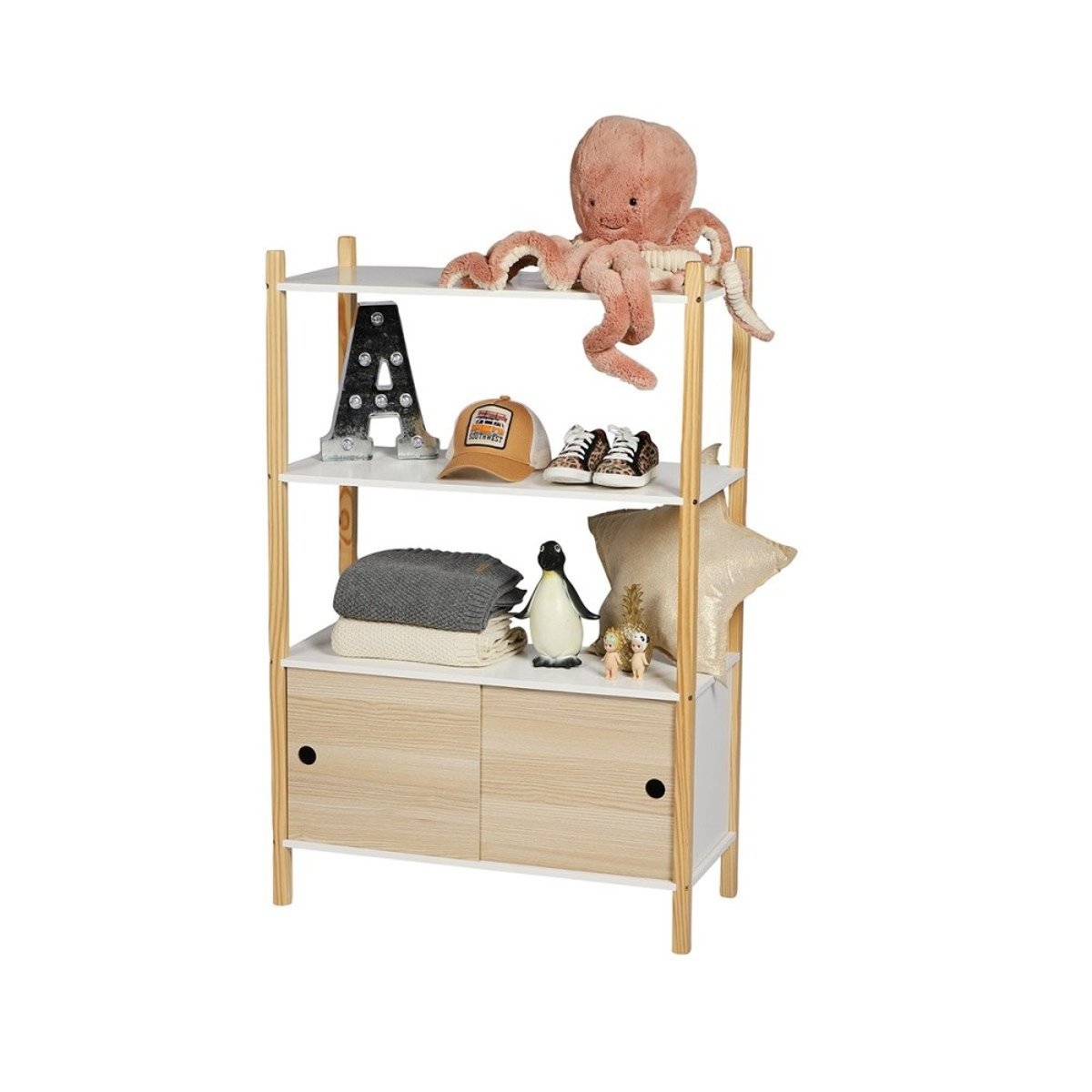 Armoire Enfant 2 Portes 2 étagères Dream beige, DECORATIE