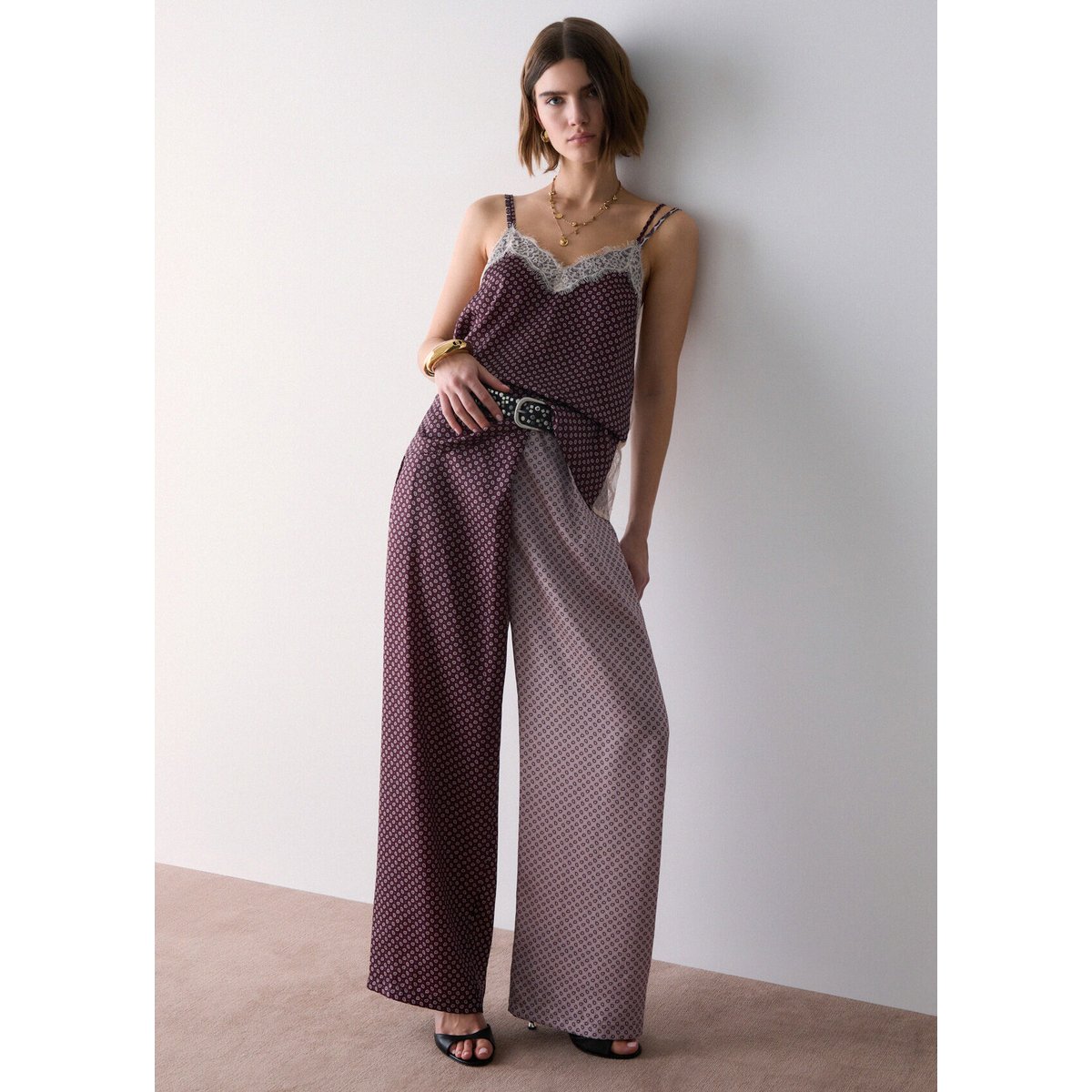 Top avec détails en dentelle aubergine, LIU JO
