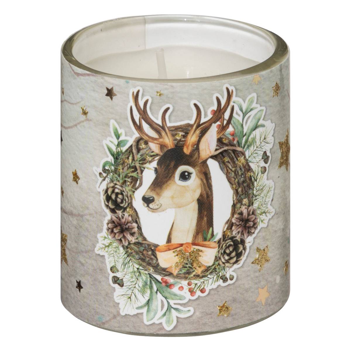 Bougie parfumée photophore bois 45g x6 blanc, FEERIC LIGHTS & CHRISTMAS