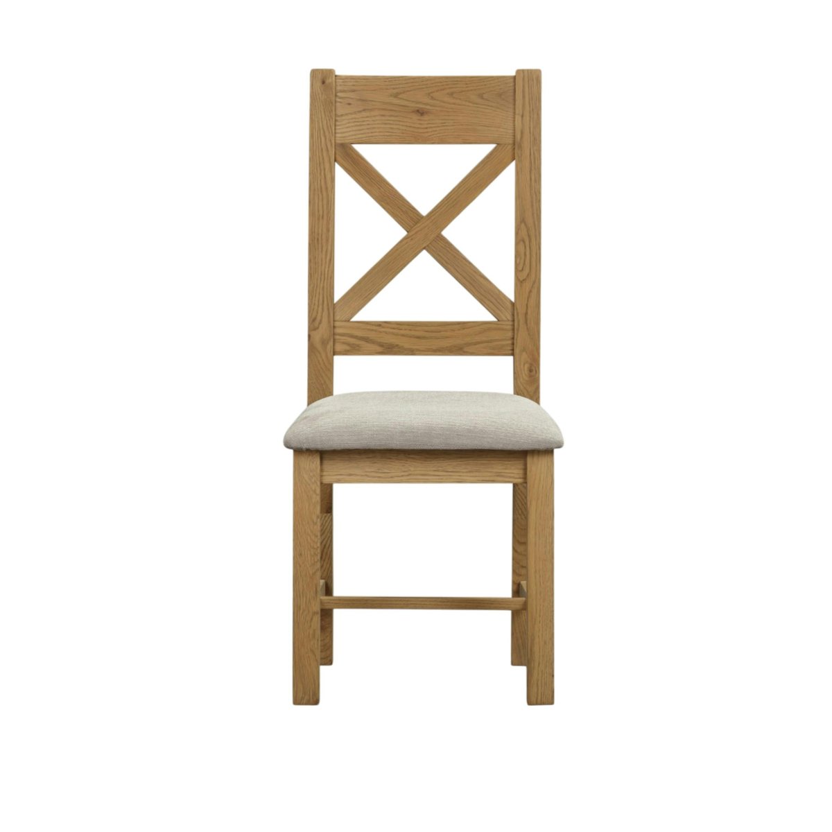Chaise bois et tissu dossier en croix (lot de 2) VALMONT bois naturel, PIER IMPORT