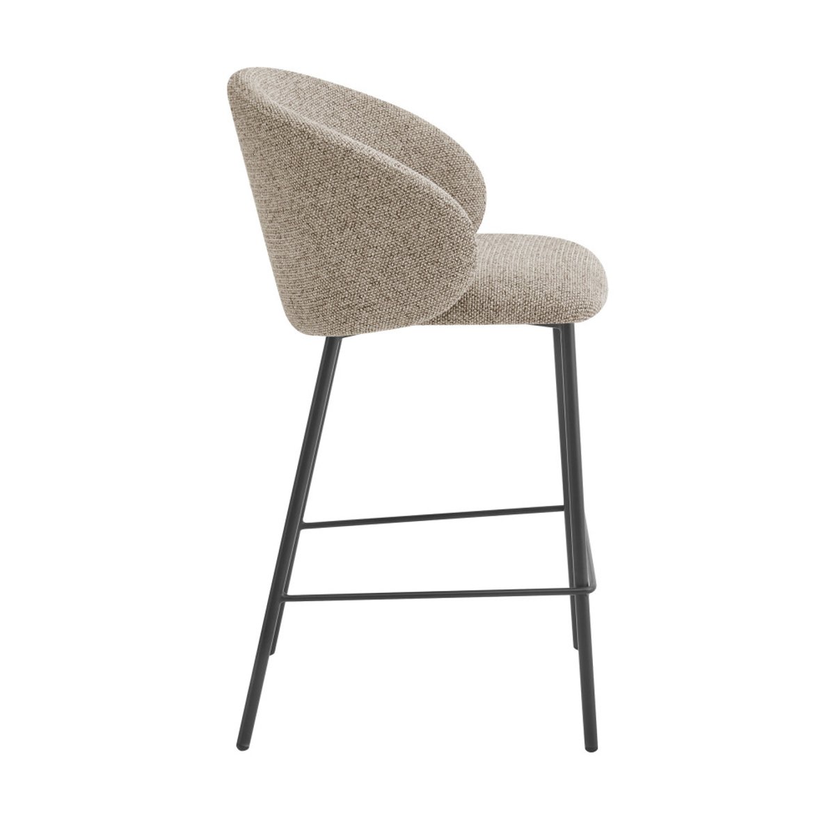 Lot de 2 tabourets de bar en tissu et métal H66cm- VALOM marron chiné, DRAWER