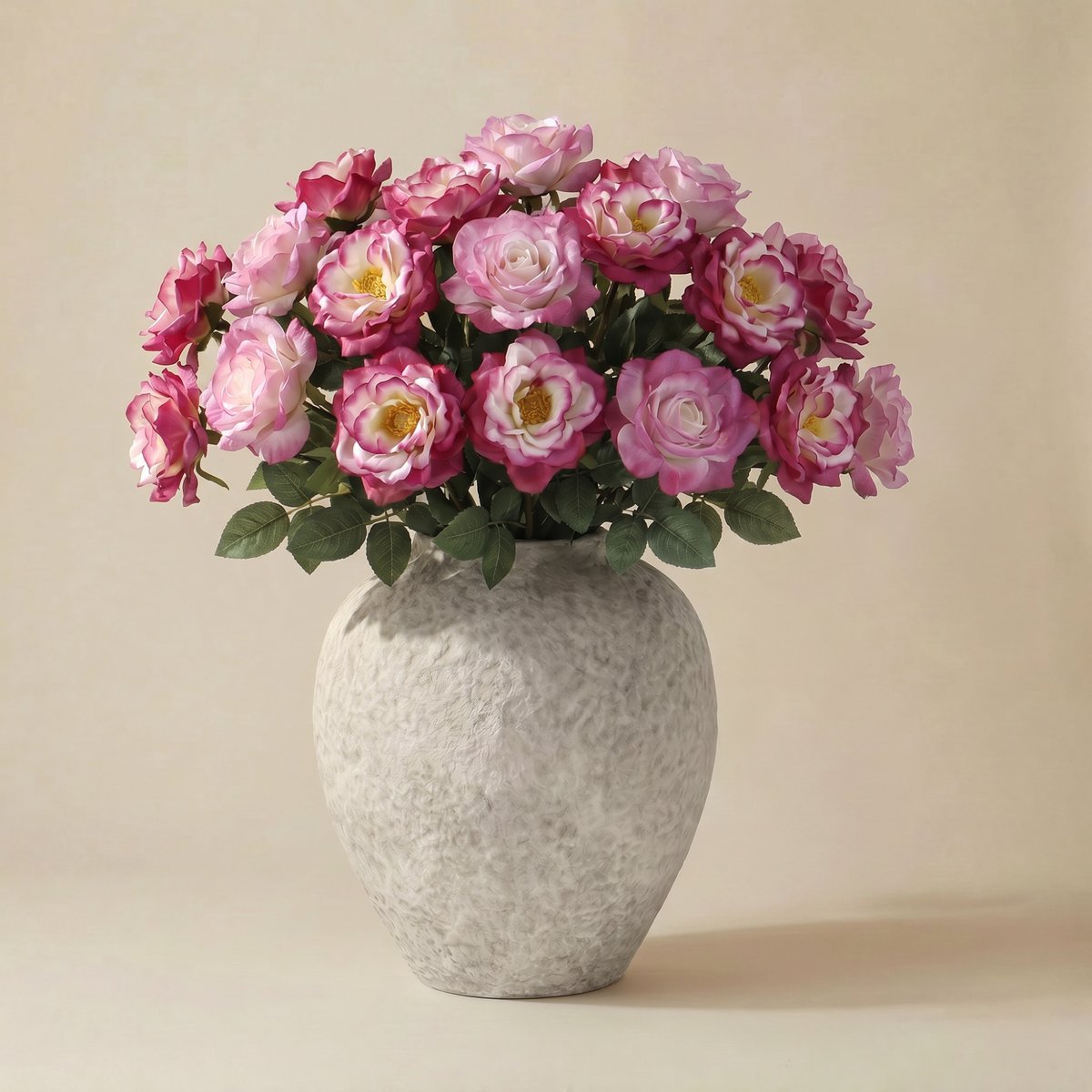 Bouquet de 24 tiges de roses artificiel H64 rose, SIA