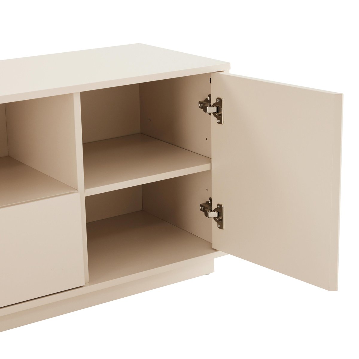 Meuble TV uni 140 cm style moderne, RUBEN ecru, OVIALA