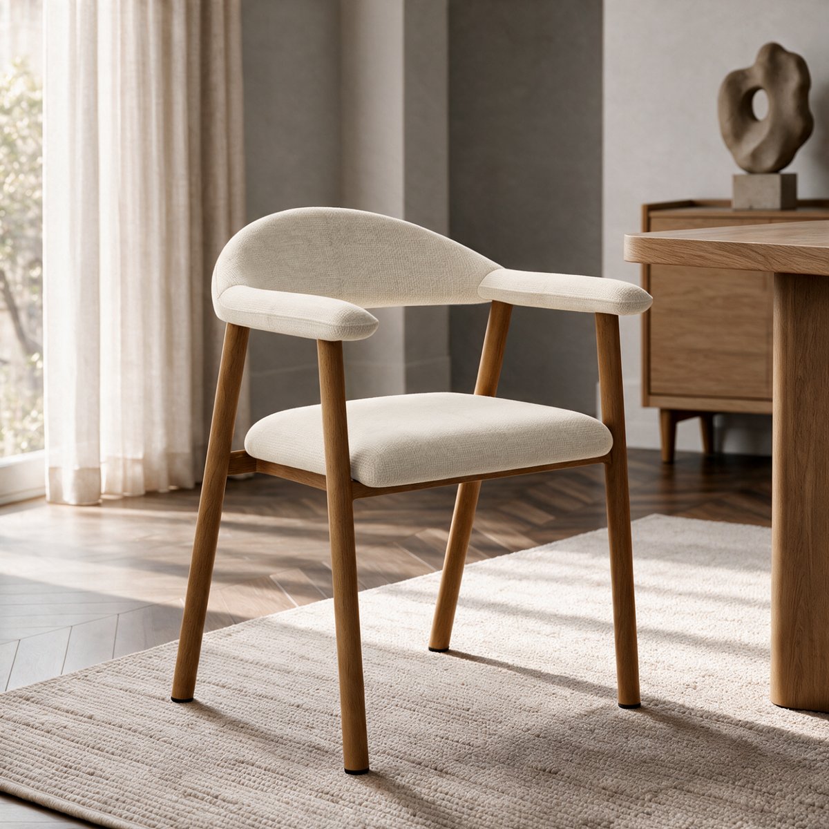 Lot de 2 chaises en velours chenillé HUDSON crème, SIA HOME