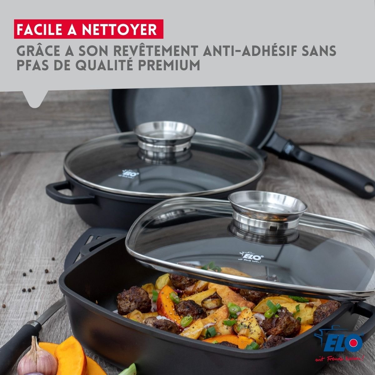 Batterie de cuisine 1 faitout 20cm ALUCAST noir, ELO