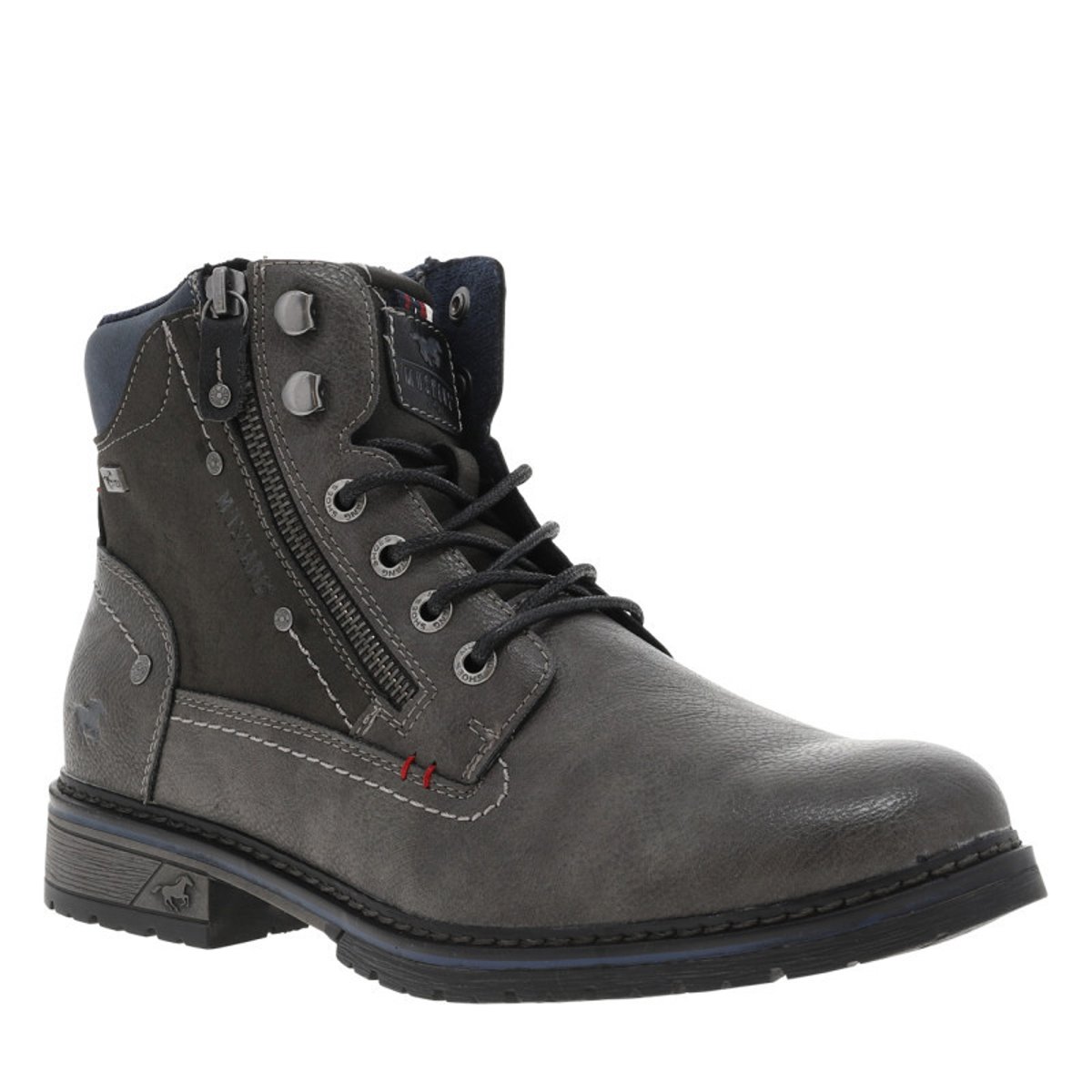 Bottines grises à talon décroché bas avec un logo embossé au talon grises, MUSTANG