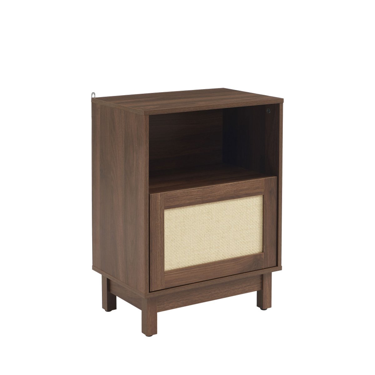 Table de chevet 1 porte en bois et cannage- ESTELA bois foncé, DRAWER
