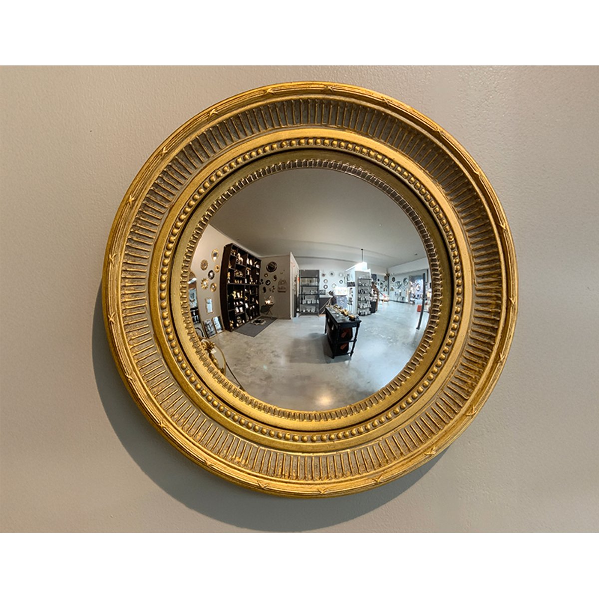 Miroir convexe 28cm int et 38cm ext or, EMDE