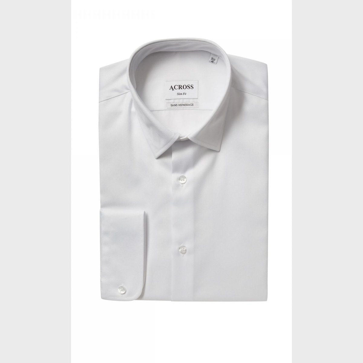 Chemise Slim fit sans repassage en twill de coton blanc, ACROSS