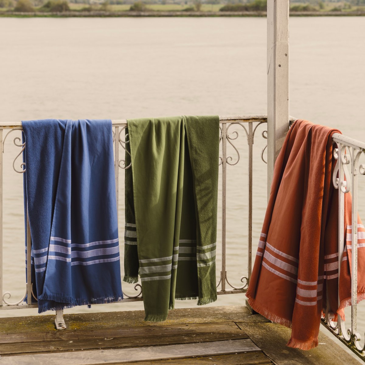 Fouta éponge en coton, ESPRIT FOUTA indigo, BLANC CERISE