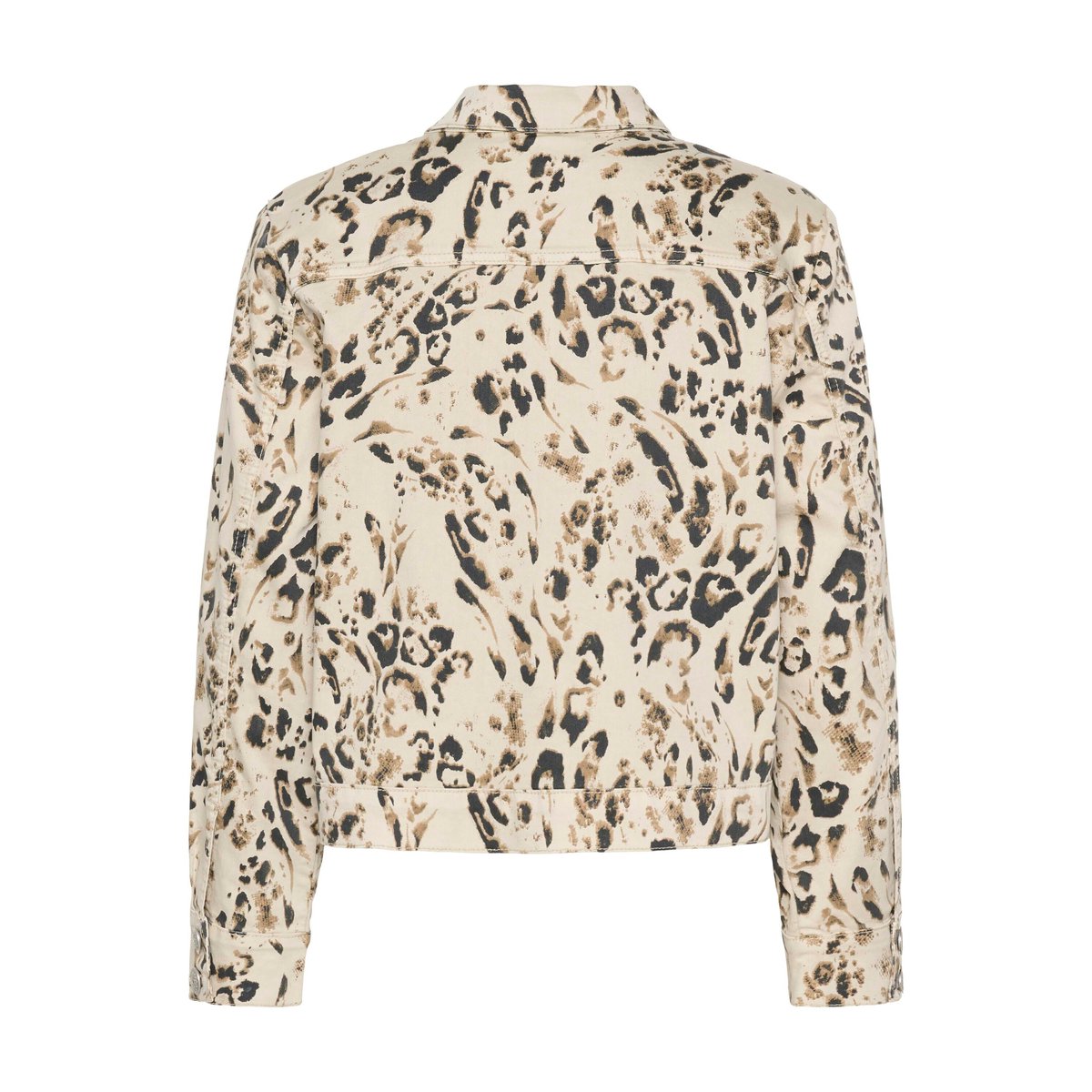 Veste en jean beige oatmeal leopard, CREAM