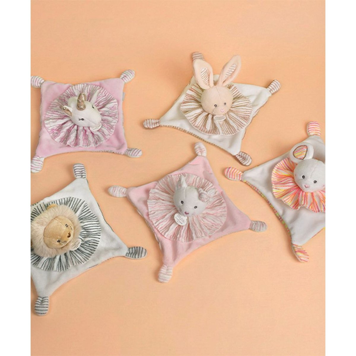 Doudou plat Les Chouchoux 20 cm Souris couleur unique, DOUDOU ET COMPAGNIE