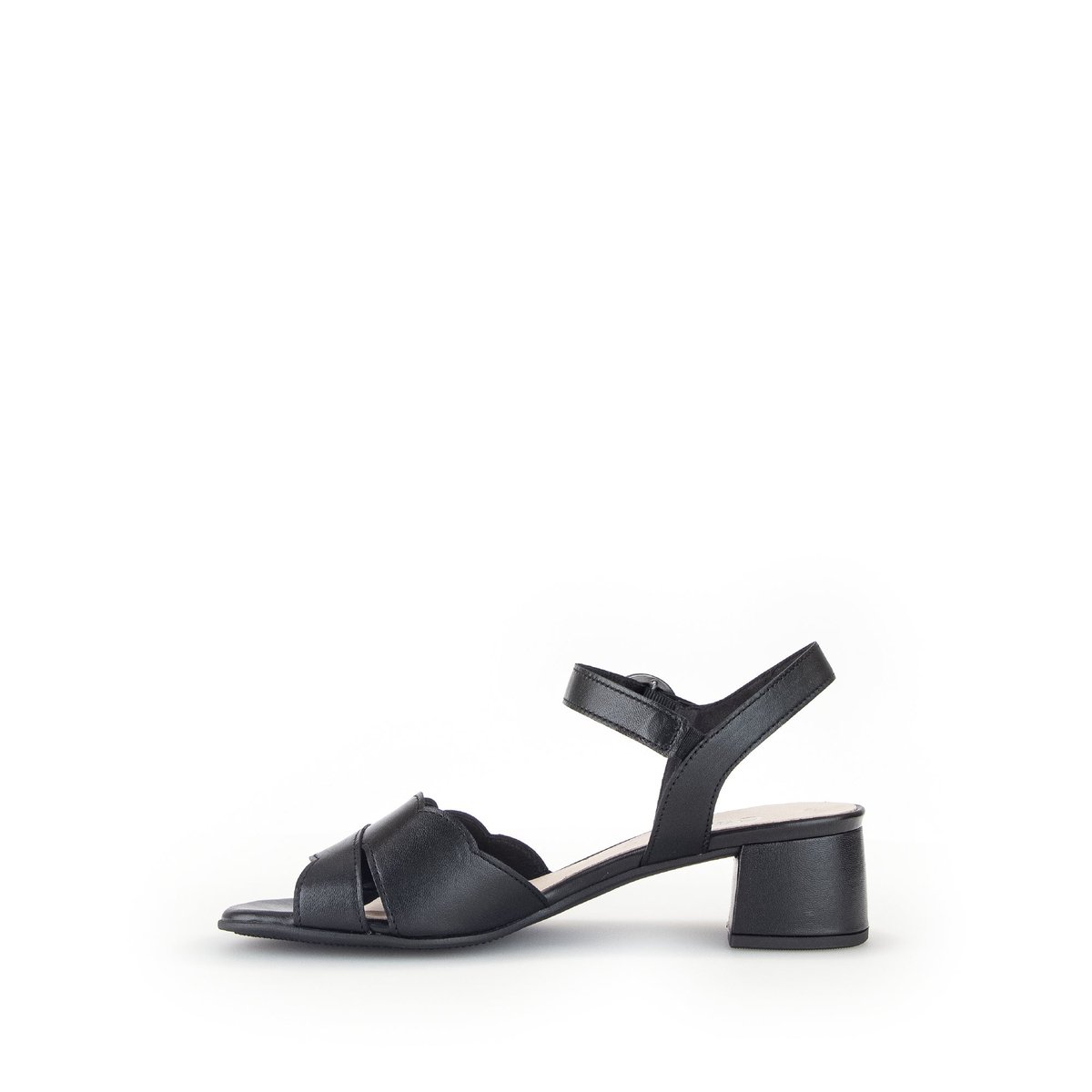 Sandales en cuir à talon décroché block noir, GABOR
