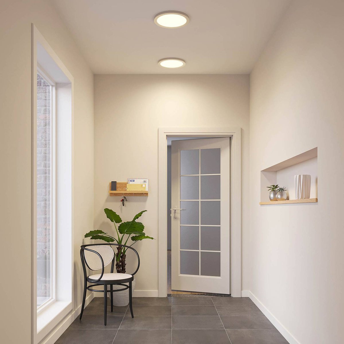 Plafonnier en aluminium moderneLED, Aureka argent, PRIOS