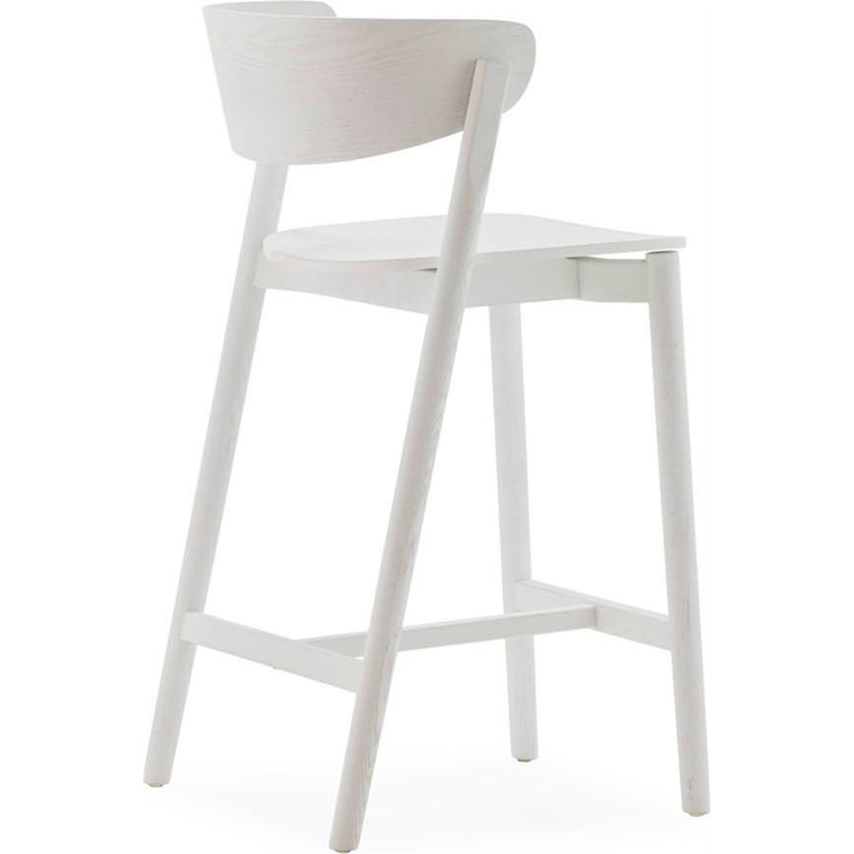 Tabouret haut en frêne massif blanc mat, RECOLLECTION