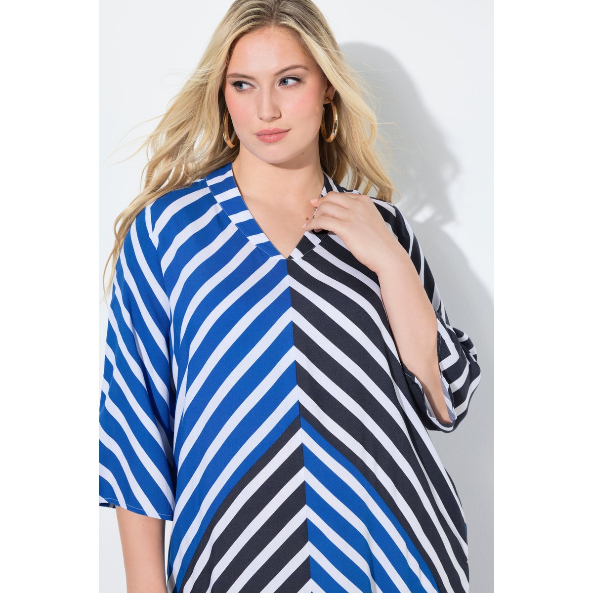 Robe-tunique maxi à rayures bleu azur, ULLA POPKEN