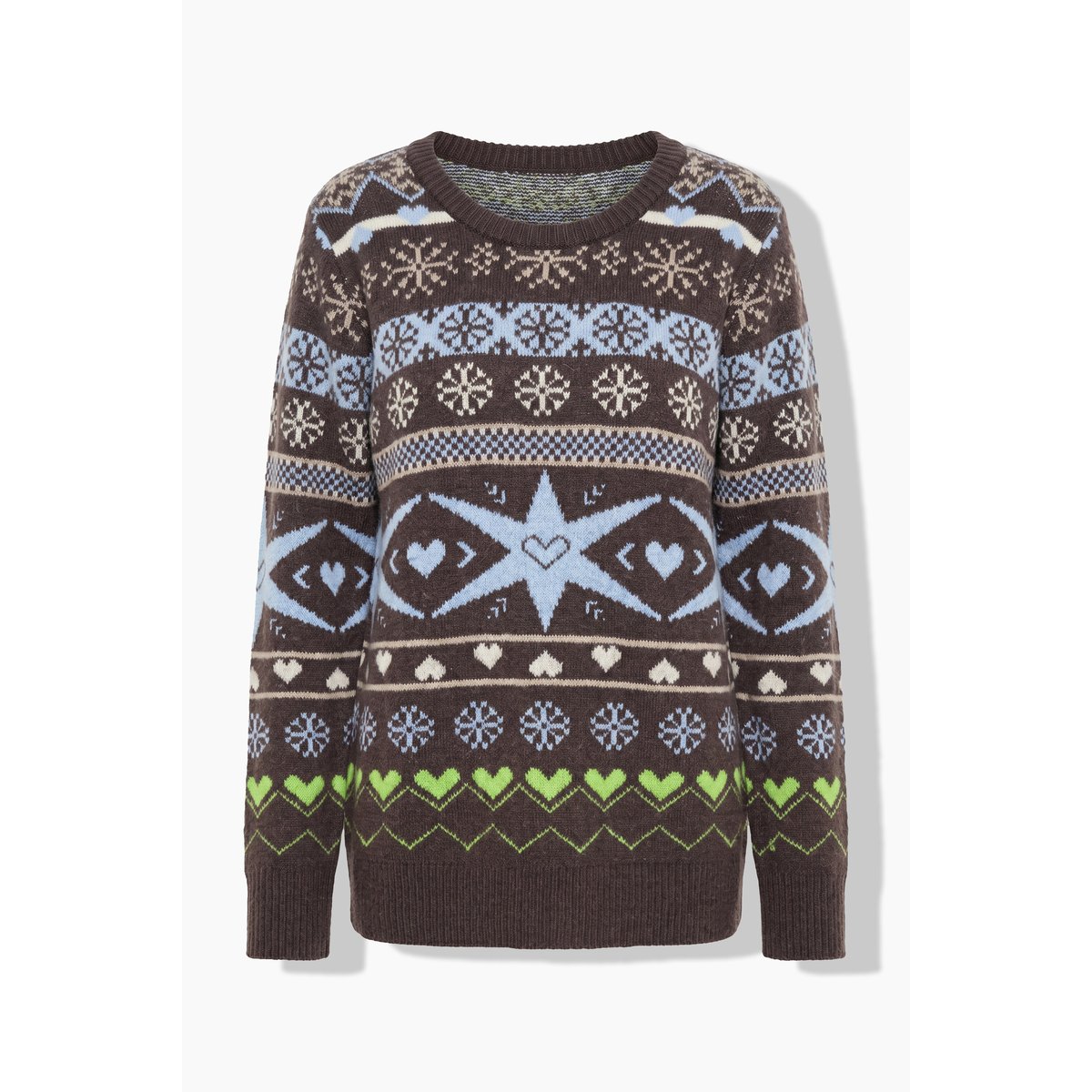 Pull motif norvégien, col montant acajou, ULLA POPKEN