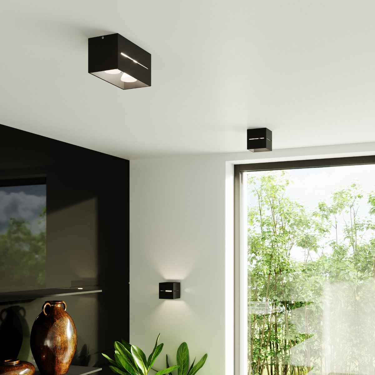 Plafonnier Aluminium Noir G9 2 Lobo noir, EDEN