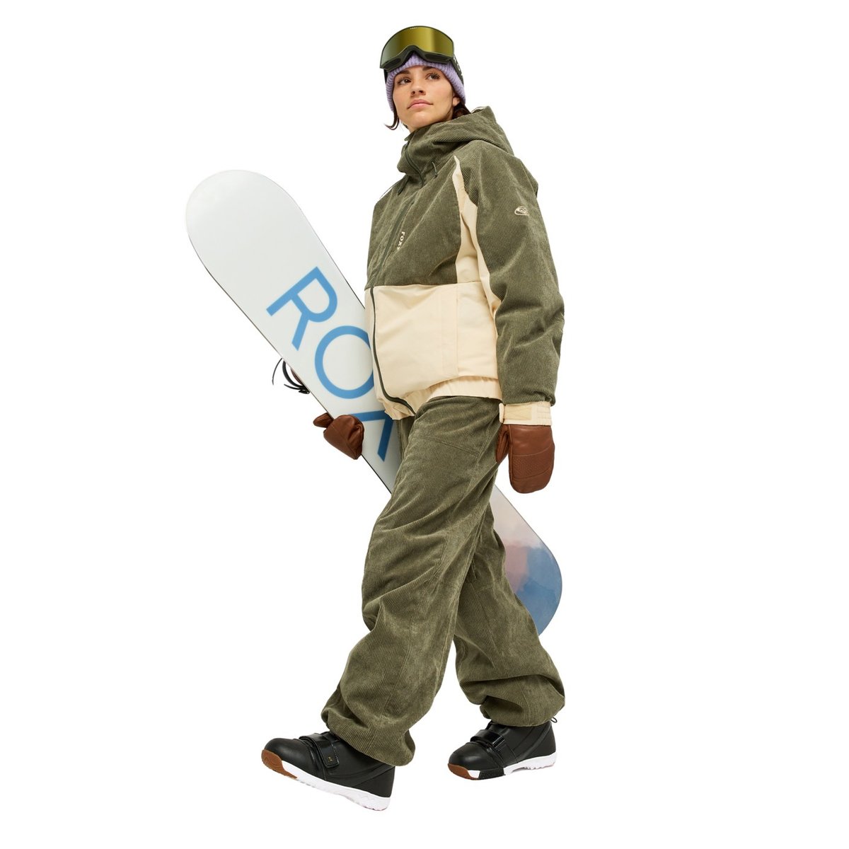 Veste de snow technique en velours côtelé 10K CRYSTAL CLEAR CORD. vert beetle, ROXY