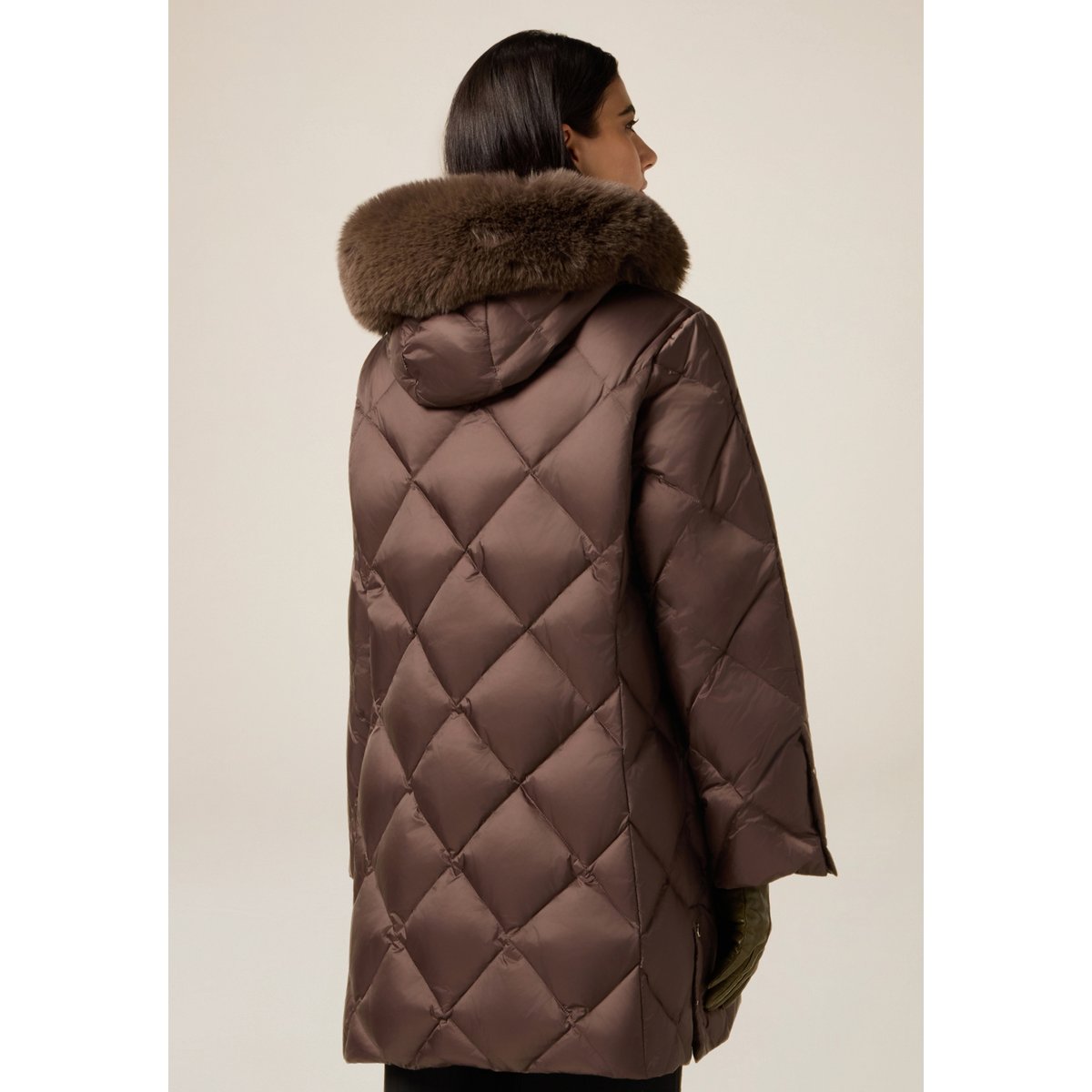 Veste matelassée midi rembourrée marron, OLTRE