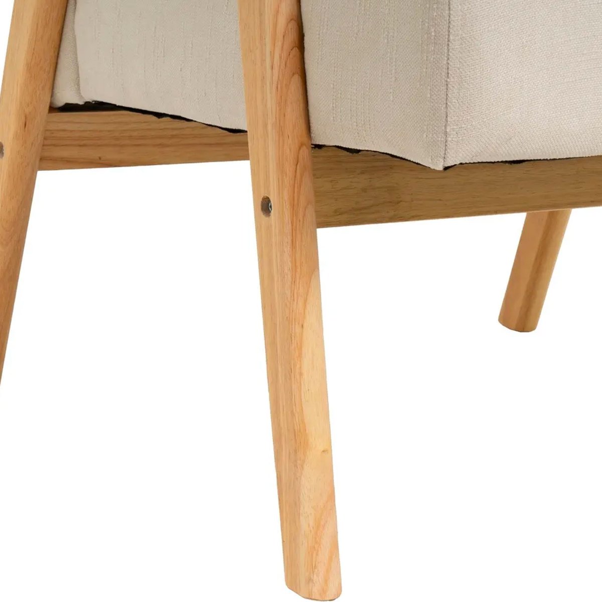 Fauteuil tissu chenille beige pieds bois vintage 67x79x84cm beige, WADIGA