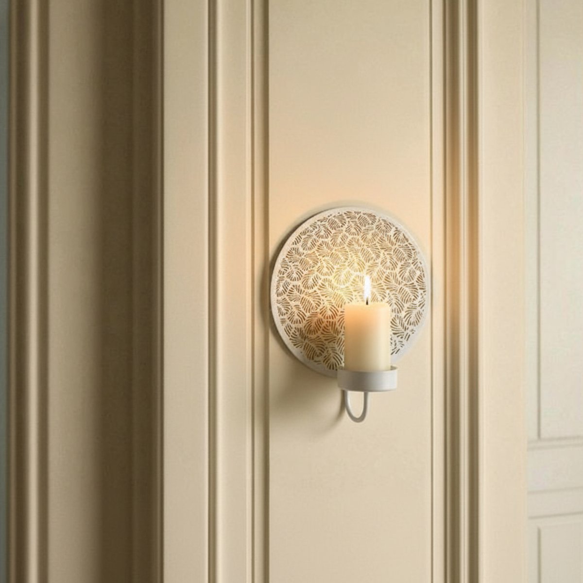 Porte-bougie décoratif en fer H20 SAMBA blanc, SIA DECO