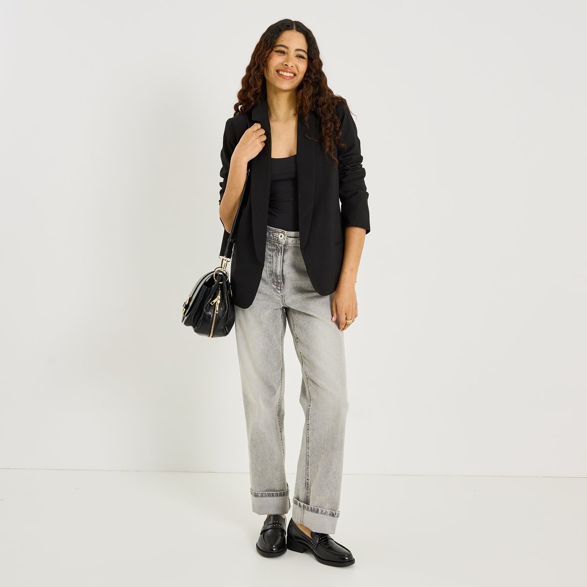 Blazer long fluide noir, GRAIN DE MALICE