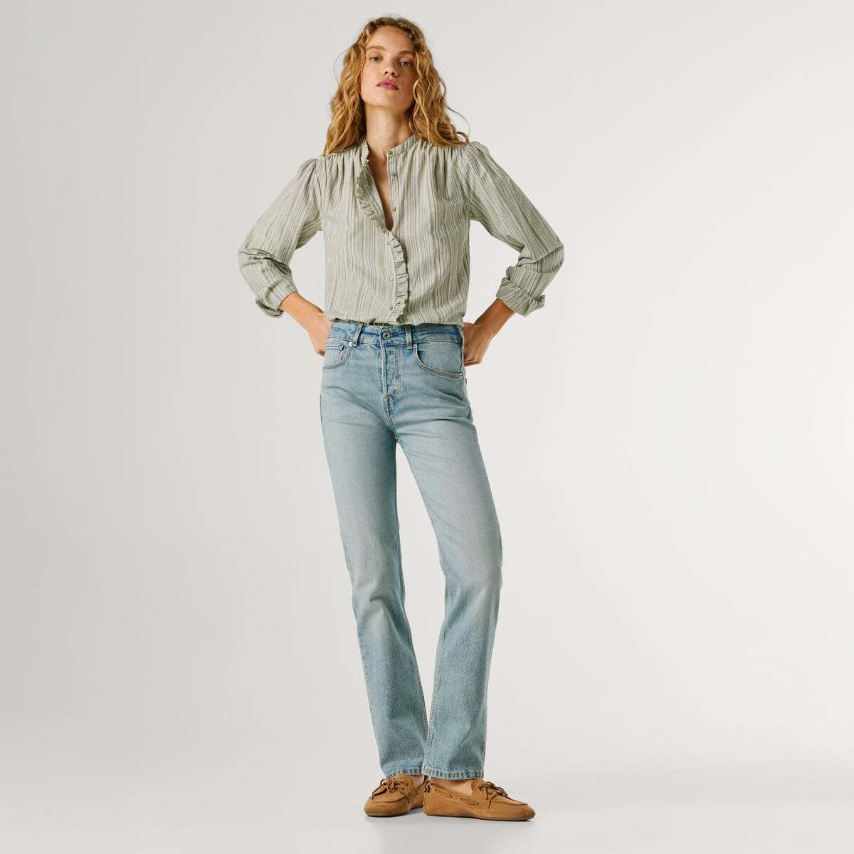 Jaimy - Jean Coupe Large, Taille Haute 13oz bleu confort extensible, PEPE JEANS