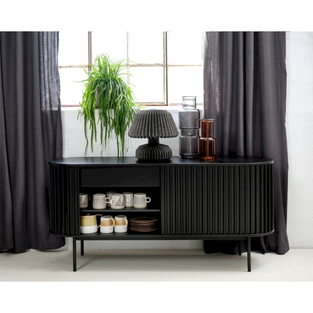 Buffet large collection OVITTIES noir chêne, RECOLLECTION