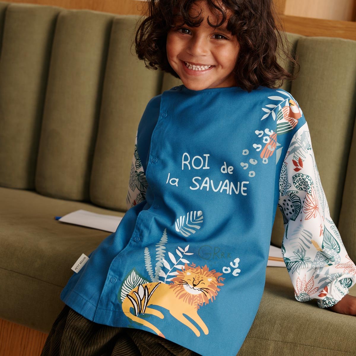 Tablier enfant Roi de la savane bleu, PETIT BEGUIN