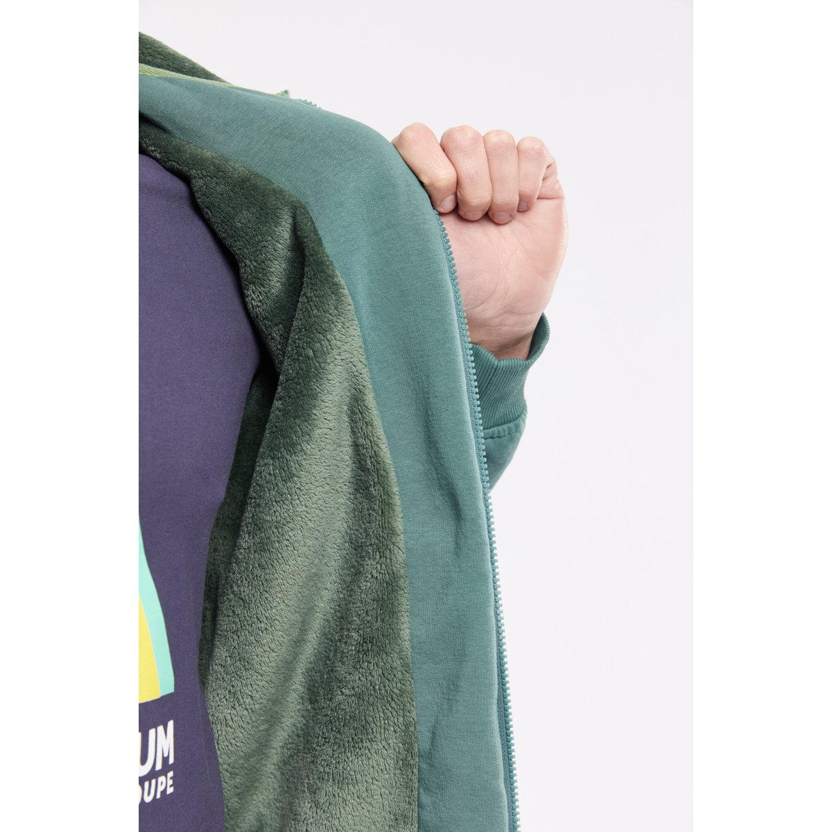Sweat zippé molleton mixte silver pine, ARMOR-LUX
