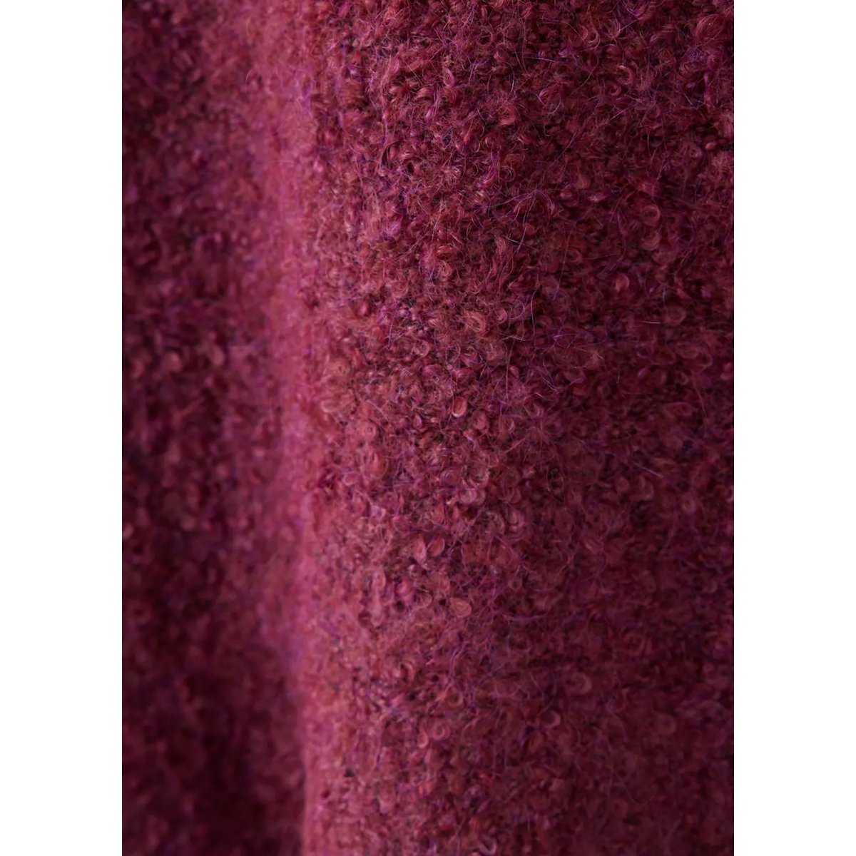Pull-over tissu bouclé laine bordeaux, MANGO