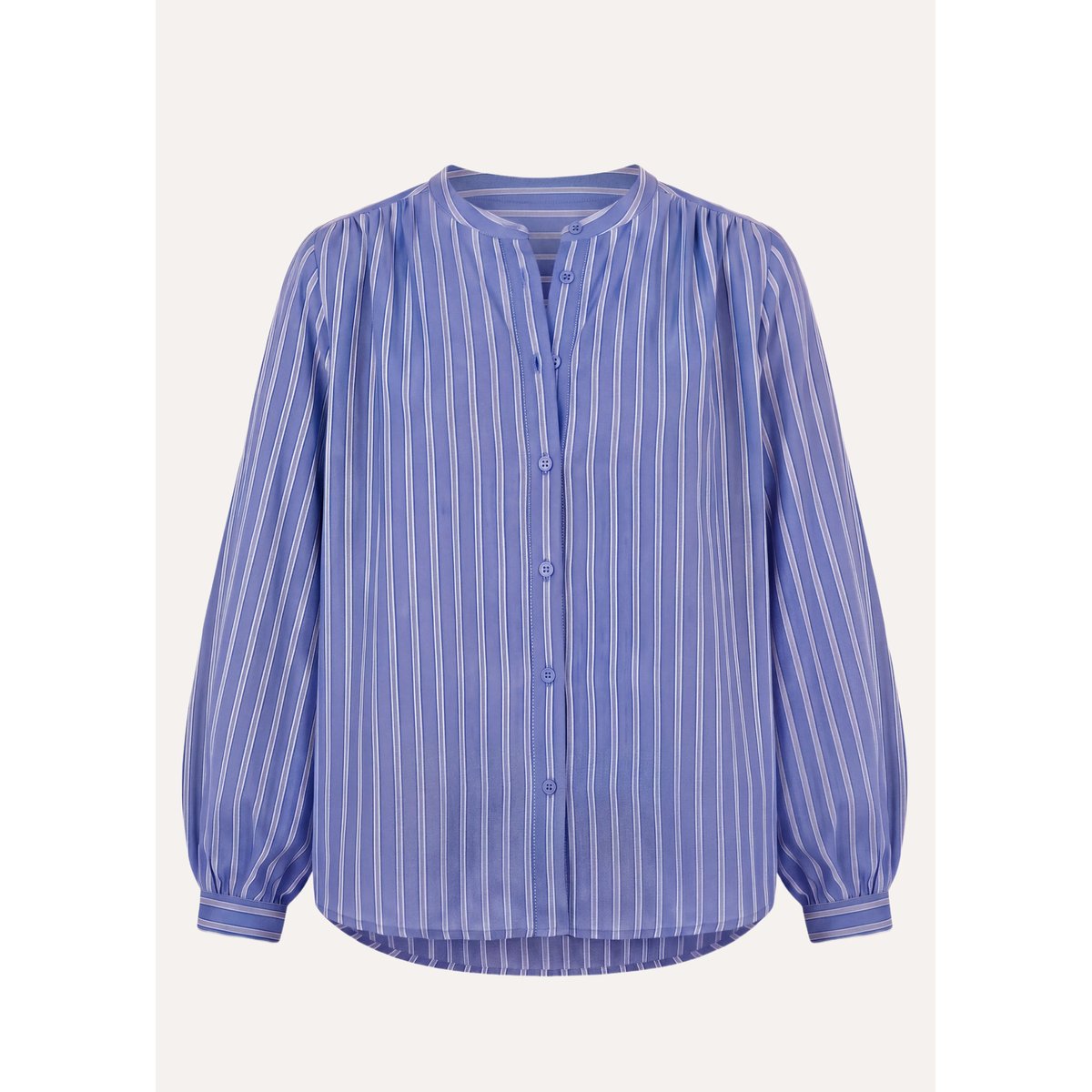 Chemise à rayures manches longues col mao bleu, LA FEE MARABOUTEE