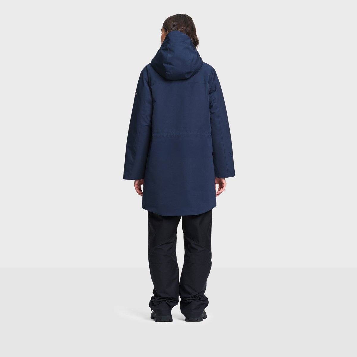 Parka mi-longue imperméable à capuche sherpa REPREVE bleu marine, AIGLE