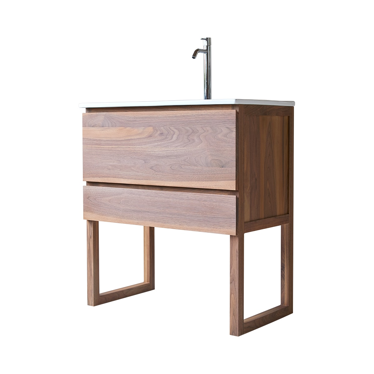 Meuble Salle De Bain en Noyer massif, EDGAR marron foncé, TIKAMOON
