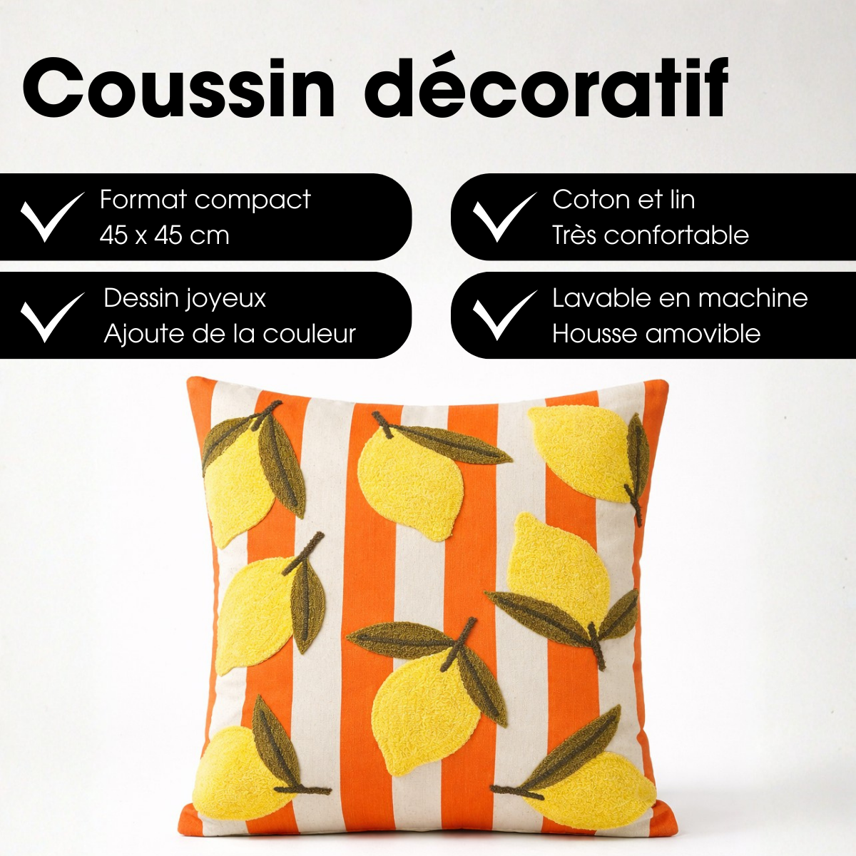 Coussin décoratif jaune, MICA DECORATIONS