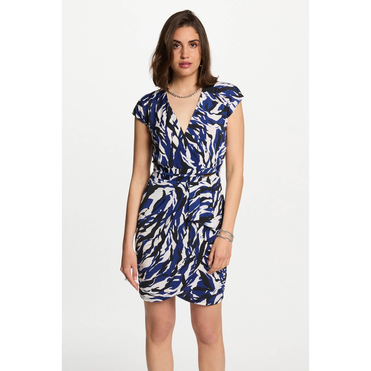 Robe courte ajustée imprimée multicolore, MORGAN