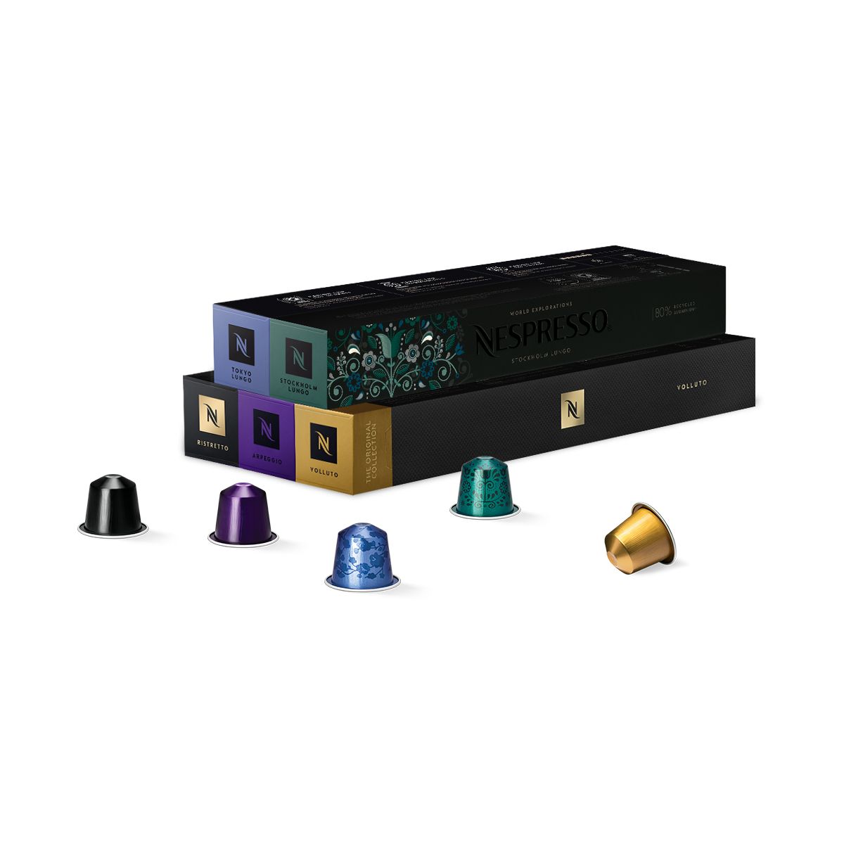 Nespresso Inissia EN80.B + 50 capsules couleur unique, DELONGHI