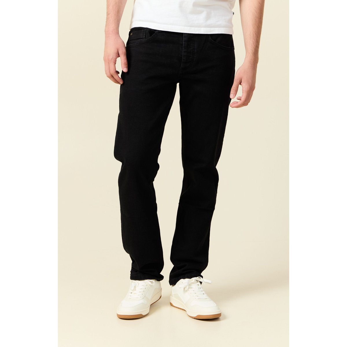 Jeans straight longueur 32 denim noir, BONOBO