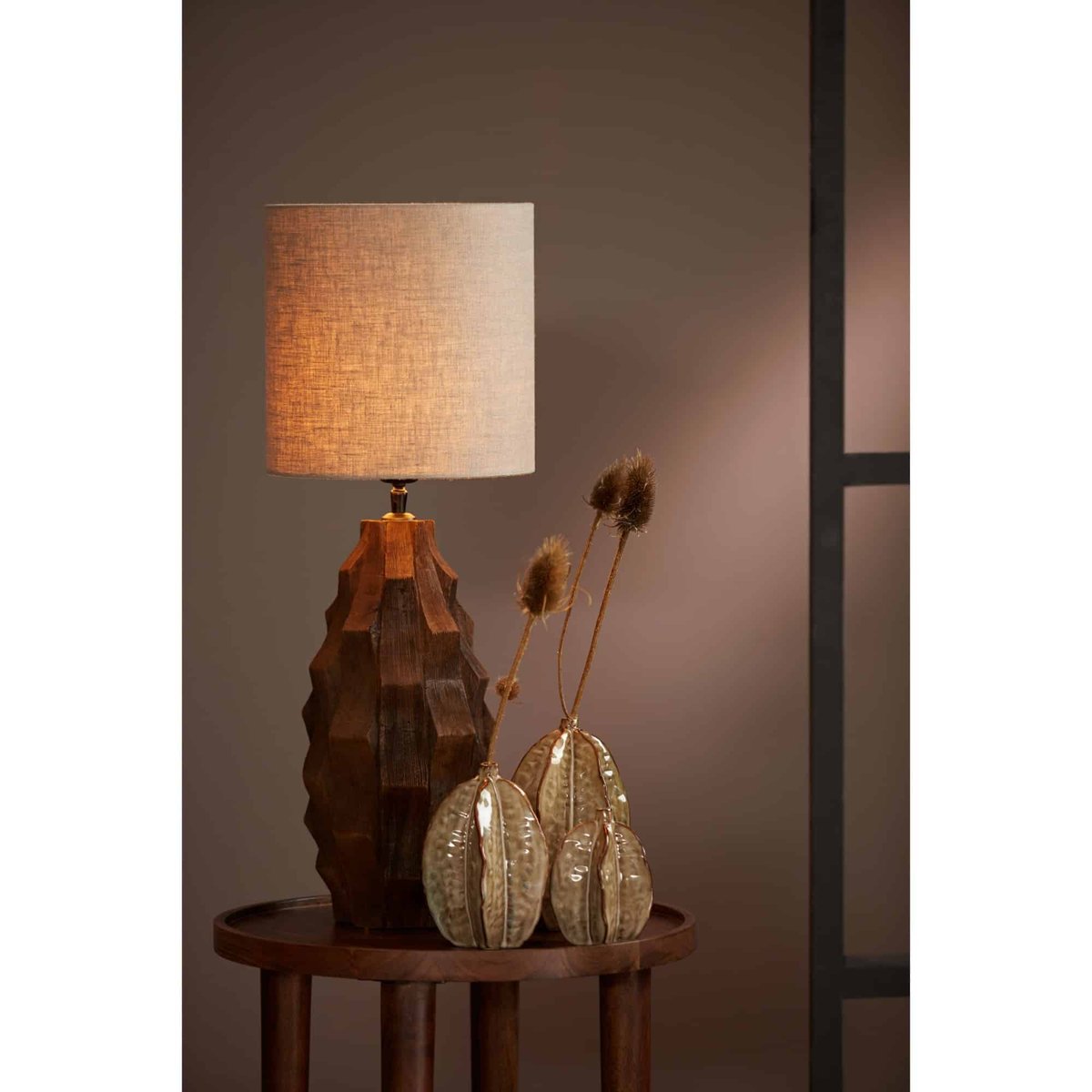 Base De La Lampe Bois TAKABE marron chocolat, LIGHT & LIVING 