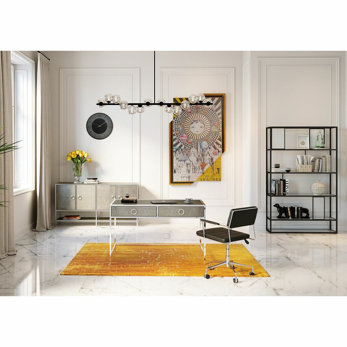 Wall Clock Leonardo Black/Gold Ø49cm black/gold-coloured, KARE DESIGN