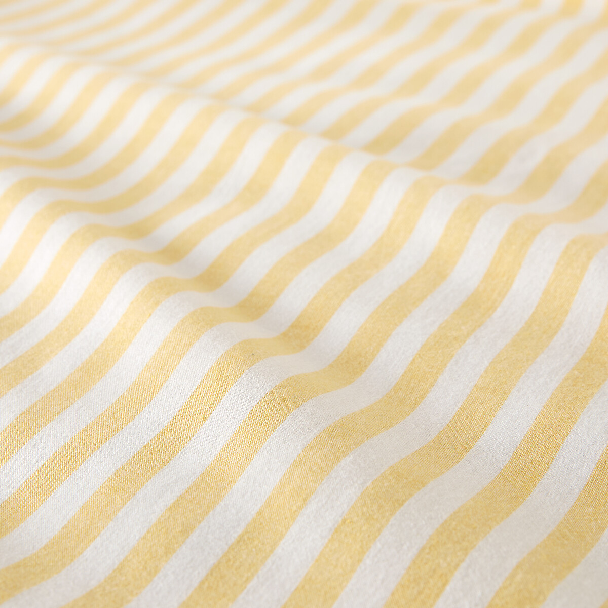 Drap plat en coton, rayures en tissé-teint, SOIZIC JAUNE rayé jaune, LA REDOUTE INTERIEURS