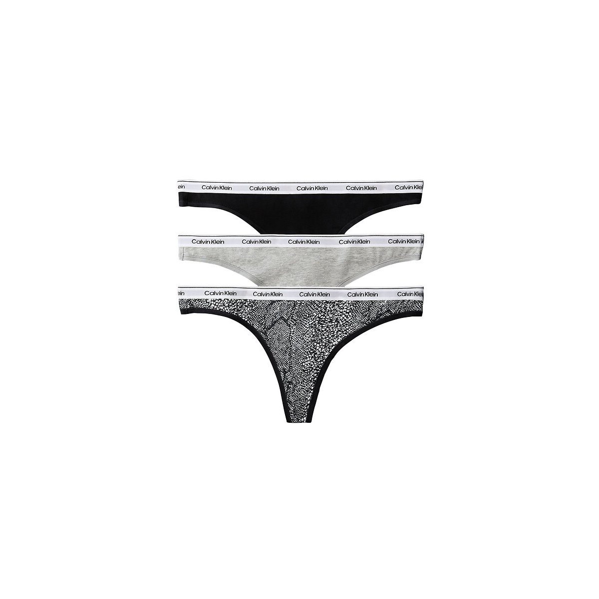 Pack of 3 Icon Logo Thongs black/grey/printed, CALVIN KLEIN UNDERWEAR