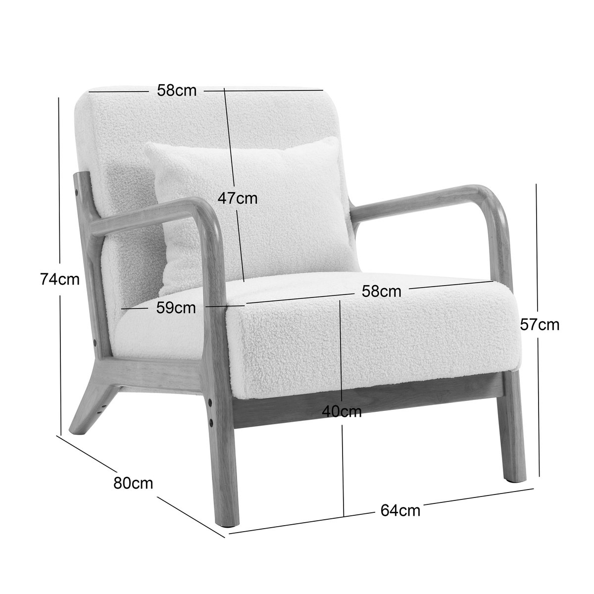 Fauteuil de salon en velours côtelé, OHAMA beige, NORDLYS
